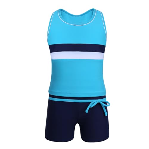 Freebily Kinder Mädchen Badeanzug Tankini Set Zweiteiler UV-Schutz Bademode Tank Top Badeshirt Badeshorts Schwimmanzug In Gr.110-176 Blau 158-164 von Freebily