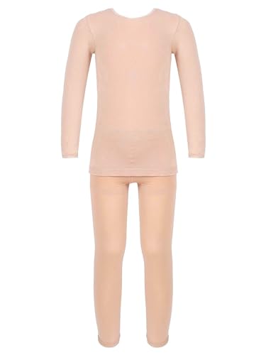 Freebily Kinder Mädchen Thermowäsche Set Thermo Langarmshirt Top Strumpfhose Mit/Ohne Fleece Sport Ballett Tanz Training Unterwäsche Outfits Orangerosa ohne Fuss 122-128 von Freebily