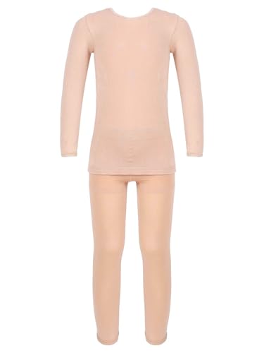 Freebily Kinder Mädchen Thermowäsche Set Thermo Langarmshirt Top Strumpfhose Mit/Ohne Fleece Sport Ballett Tanz Training Unterwäsche Outfits Orangerosa ohne Fuss 98-104 von Freebily