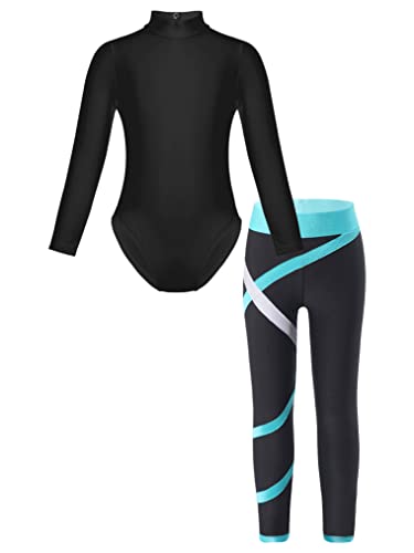Freebily Kinder Turnanzug Mädchen Mit Hose Gymnastikbody Ballett Leotard Tanz Strumphose Sport Leggings Bodysuit Outfit Wettkampf Tanzkleidung A_Grün 146-152/11-12 Jahre von Freebily