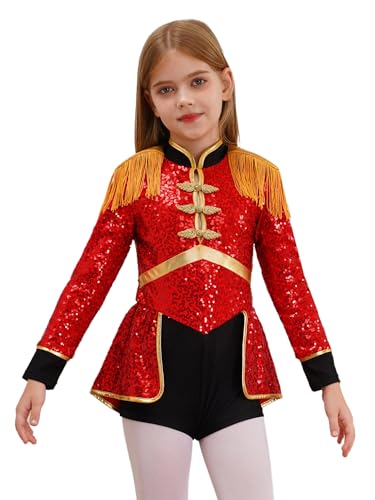 Freebily Kinder Mädchen Zirkus Zirkusdirektor Kleid Halloween Fasching Trommler Uniform Langarm Glitzer Trikot Mit Franse-Epaulette Party Tanzkleidung Rot 122-128 Freebily Kinder Mädchen Zirkus Zirkusdirektor Kleid Halloween Fasching Trommler Uniform Langarm Glitzer Trikot Mit Franse-Epaulette Party Tanzkleidung Rot 122-128 von Freebily