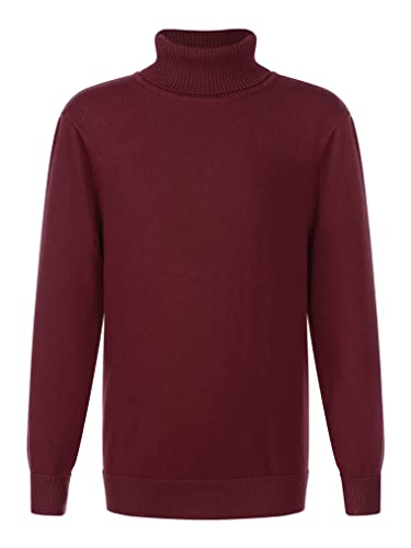 Freebily Kinder Rollkragenpullover Jungen Mädchen Winter Warme Rollkragen Strickpullover Gestrickte Pulli Oberteile Strickwaren Knit Sweater Top A_Burgundy 122-128/7-8 Jahre von Freebily