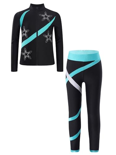 Freebily Kinder Trainingsanzüg Mädchen Eiskunstlauf Anzug Jacke Leggings Set Mit Strass-Stern Und Patchwork Eislaufen Sport Sweatsuit Tanzanzug Blaugrün 146-152 Freebily Kinder Trainingsanzüg Mädchen Eiskunstlauf Anzug Jacke Leggings Set Mit Strass-Stern Und Patchwork Eislaufen Sport Sweatsuit Tanzanzug Blaugrün 146-152 von Freebily