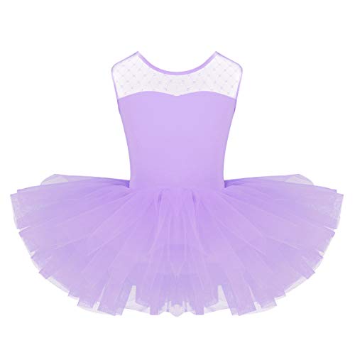 Freebily Mädchen Ballettkleid Tutu Ballettanzug Ballett Trikot Tanzbody Mit Tüll Rock Gymnastik Kleid Turnanzug in Gr. 98-170 Z Hell Lila 140-152 von Freebily