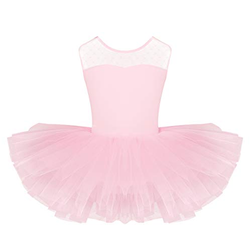 Freebily Mädchen Ballettkleid Tutu Ballettanzug Ballett Trikot Tanzbody Mit Tüll Rock Gymnastik Kleid Turnanzug in Gr. 98-170 Z Rosa 122-128 von Freebily