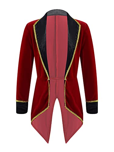 Freebily Mädchen Jungen Smoking Mantel Zirkusdirektor Zirkus Jacke Langarm Pailletten Jacke Mit Fransen Halloween Weihnachten Verkleidung Burgundy 176 von Freebily