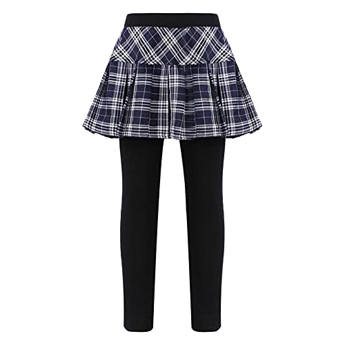 Freebily Mädchen Leggings mit Rock Einteiler Warm Hosen Faltenrock Lange Leggins Strumpf Hosen Baumwolle C_Dunkelblau 146-152/11-12 Jahre von Freebily