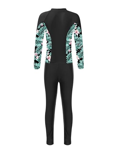 Freebily Mädchen Rashguard Badeanzug 2 Teiler Set UV Schutz Langarm Oberteil Hose Set Kinder Sonnenschutz Schwimmbekleidung Schwarz_A 158-164 von Freebily