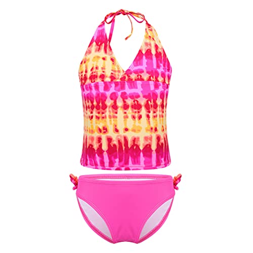 Freebily Mädchen Tankini Set Badeanzug 2/3 Teiler Bikini Bademode Set Kinder Badebekleidung Sommer Urlaub Gr.110-176 Rosa 170-176 von Freebily