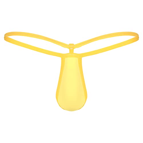 Freebily Männer Jockstrap Micro Mini Strings Tanga Bulge Pouch Slip Herren elastische G-String Thong Unterhose Butt Offen Gelb_G M von Freebily
