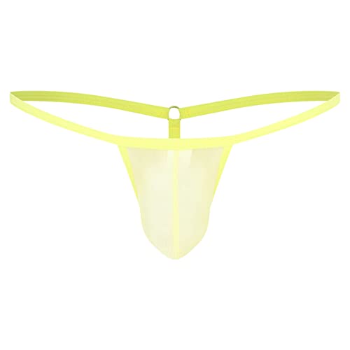 Freebily Männer Jockstrap Micro Mini Strings Tanga Bulge Pouch Slip Herren elastische G-String Thong Unterhose Butt Offen Gelb_L M von Freebily