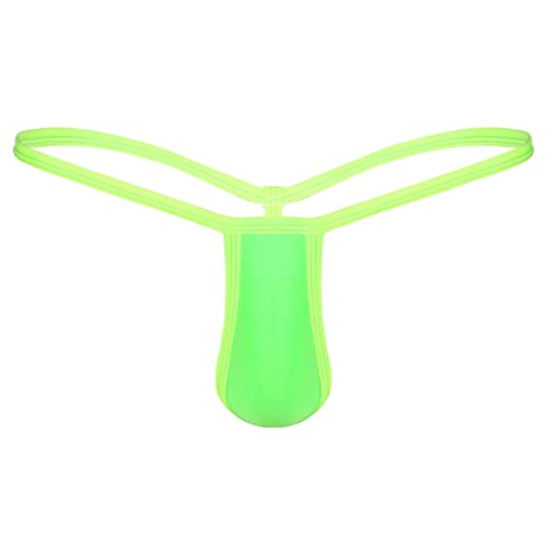 Freebily Männer Jockstrap Micro Mini Strings Tanga Bulge Pouch Slip Herren elastische G-String Thong Unterhose Butt Offen Neongrün_G L von Freebily