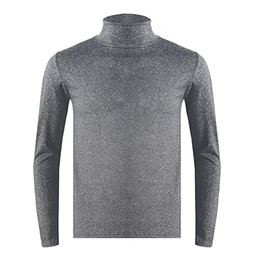 Freebily Männer Thermo Unterhemd Oberteile Thermo Rollkragen Rundhals Pullover Langarm T-Shirt Tops Ski Sport Sweatshirt Fitnessshirt Dunkelgrau L von Freebily