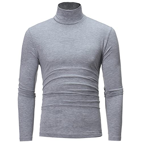 Freebily Männer Thermo Unterhemd Oberteile Thermo Rollkragen Rundhals Pullover Langarm T-Shirt Tops Ski Sport Sweatshirt Fitnessshirt Grau L von Freebily