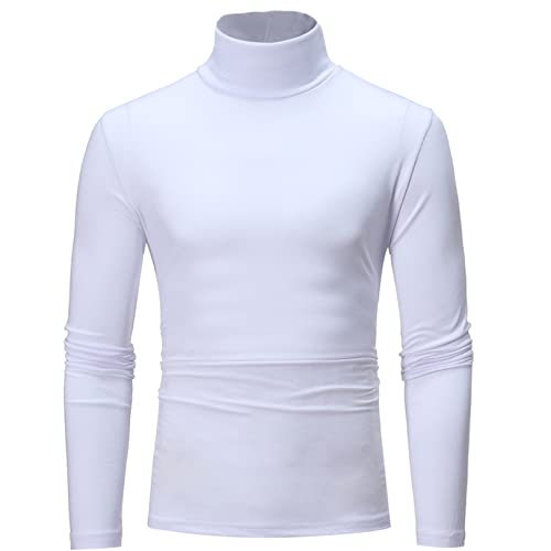 Freebily Männer Thermo Unterhemd Oberteile Thermo Rollkragen Rundhals Pullover Langarm T-Shirt Tops Ski Sport Sweatshirt Fitnessshirt Weiß 3XL von Freebily