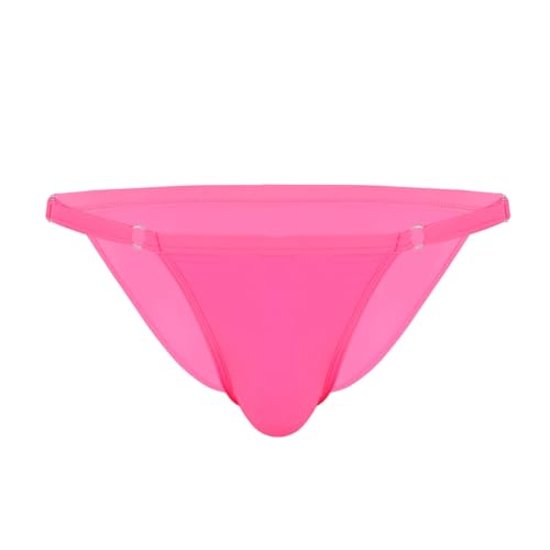 Freebily Männer Transparent Ultraweich Slip Bulge Beutel Unterhose Strings Tanga Netz Bikini Briefs Herren Erotik Dessous Reizwäsche Clubwear Rosa One Size von Freebily