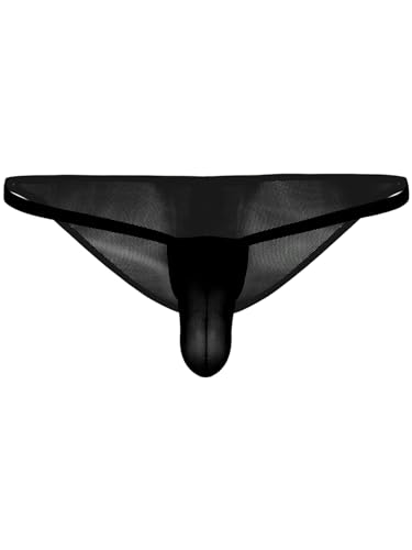 Freebily Männer Transparent Ultraweich Slip Bulge Beutel Unterhose Strings Tanga Netz Bikini Briefs Herren Erotik Dessous Reizwäsche Clubwear Schwarz L L von Freebily