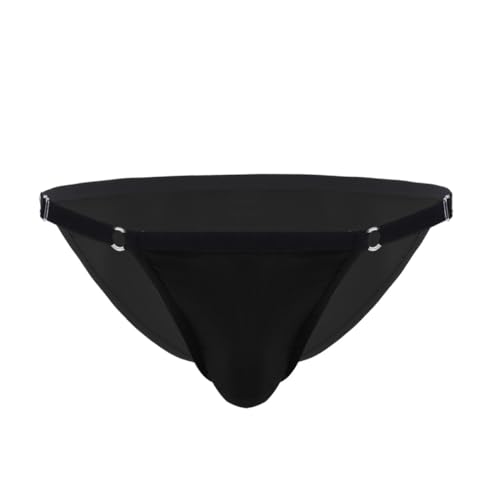 Freebily Männer Transparent Ultraweich Slip Bulge Beutel Unterhose Strings Tanga Netz Bikini Briefs Herren Erotik Dessous Reizwäsche Clubwear Schwarz One Size von Freebily