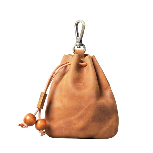 Freebily Mittelalterlicher Kunstleder Geldbeutel mit Karabiner Wikinger Gürteltasche mit Kordelzug Würfelbeutel Geldbörse Cosplay Mottoparty Braun One Size von Freebily