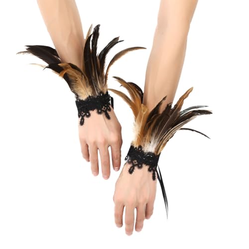 Freebily Natürlichen Federn Armbänder Gothic Punk Feder Handgelenk Manschetten mit Spitze/Perlen Deko Halloween Cosplay Karneval Verkleidung Kostüm Zubehör Braun A One Size Freebily Natürlichen Federn Armbänder Gothic Punk Feder Handgelenk Manschetten mit Spitze/Perlen Deko Halloween Cosplay Karneval Verkleidung Kostüm Zubehör Braun A One Size von Freebily