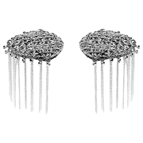 Freebily Punk Quaste Epaulette Glocken Kette Schulterpolster Metall Franse Patch Schulterklappe Für Blazer Uniform Silber 2 Einheitsgröße von Freebily
