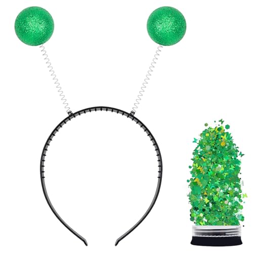 Freebily Space Alien Kopfbonder Glitter Antennen Kopfbonder Boppers Glitter Funkelnde Kostum Zubehor Grün Einheitsgröße von Freebily
