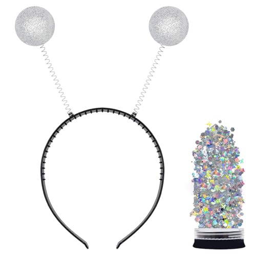 Freebily Space Alien Kopfbonder Glitter Antennen Kopfbonder Boppers Glitter Funkelnde Kostum Zubehor Silber Einheitsgröße von Freebily