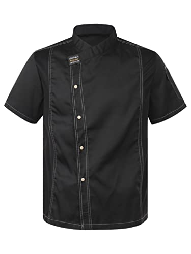 Freebily Unisex Herren Damen Kochjacke Bäckerjacke mit Tasche Hospitality Chef Professionelle Kochuniform Mantel A_Kurzarm_Schwarz XXL Freebily Unisex Herren Damen Kochjacke Bäckerjacke mit Tasche Hospitality Chef Professionelle Kochuniform Mantel A_Kurzarm_Schwarz XXL von Freebily