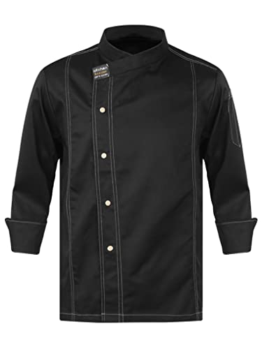 Freebily Unisex Herren Damen Kochjacke Bäckerjacke Mit Tasche Professionelle Kochuniform Mantel Hospitality Chef Coat A_Schwarz XXL Freebily Unisex Herren Damen Kochjacke Bäckerjacke Mit Tasche Professionelle Kochuniform Mantel Hospitality Chef Coat A_Schwarz XXL von Freebily