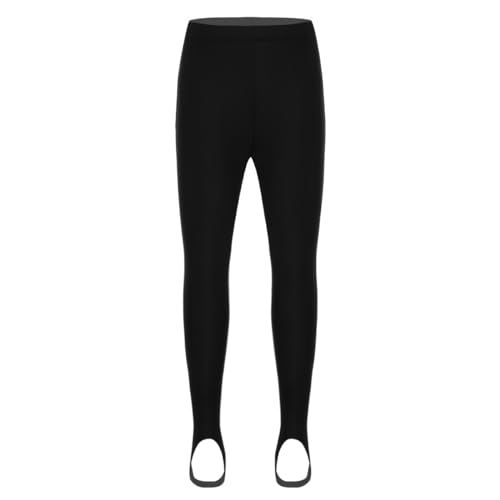 Freebily Kinder Jungen Mädchen Strumpfhose mit Steigbügel Sport Leggings Hose Mit/Ohne Innenfleece für Yoga Gymnastik Ballett Tanz Schwarz 104-110 von Freebily