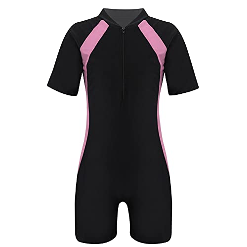 Freebily Unisex Mädchen Jungen Badeanzug mit Bein Einteiler Schwimmanzug UV-Schutz Wassersport Athletic Bademode Swimwear Wetsuit Rosa_D 116-128 von Freebily