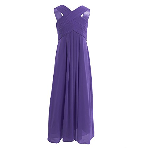 Freebily schönes Kleid Mädchen festlich lang Partykleid Abendkleid Hochzeit Blumenmädchen Kleider Brautjungferkleid Sommerkleid Festzug in Gr. 110-164 Lila 116/6 Jahre von Freebily