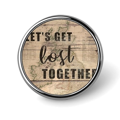 Freecustom Let's Get Lost Together Pins Pack Zitat Spruch Pins für Rucksäcke Antike Karte Reise Knöpfe für Jeans Button Pins Künstlerische Pins für Hüte Kleidung Rucksack Damen Herren, Set of 3 von Freecustom