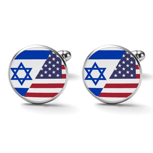 Freecustom United We Stand With Israel Shirt Cufflinks for Men Us Friendship Israel American Israeli Friendship Cufflinks Mens Israeil Strong Pray Cufflinks Set For Wedding, 0.8in, Metall, Kein von Freecustom