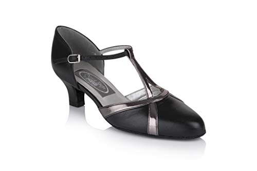 Freed of London Damen Nancy Tanzschuh, Black and Pewter, 35 EU Weit von Freed of London