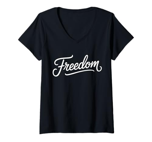 Damen Stilvolles Freiheitsdesign für Aktivisten und Freigeister T-Shirt mit V-Ausschnitt von Freedom Lifestyle Apparel for Bold Individuals
