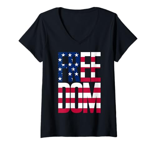 Damen Freiheit T-Shirt mit V-Ausschnitt Damen Freiheit T-Shirt mit V-Ausschnitt von Freedom Tees