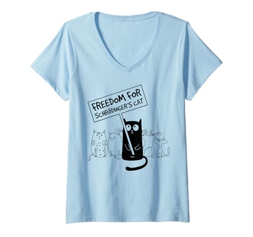 Damen Freiheit für Schrödingers Katze Lustiger Katzen Spruch Nerd T-Shirt mit V-Ausschnitt Damen Freiheit für Schrödingers Katze Lustiger Katzen Spruch Nerd T-Shirt mit V-Ausschnitt von Freedom for Schrödingers Cat Science - Physik Nerd