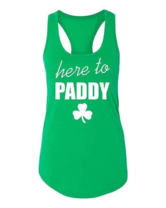 Here To Paddy St Patrick's Day Irish Drinking Lustiges Frauen Tank Top - Grün Neu von FreedomTeesUSA