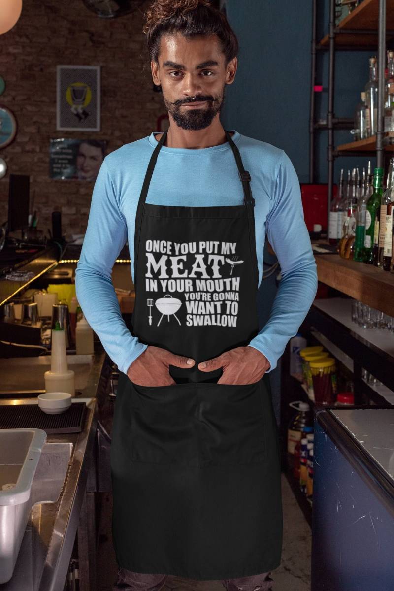 Sobald Sie Mein Fleisch in Den Mund Stecken, Möchten Lustiges Vatertags-Grill-Geschenk-Schürze Schlucken von FreedomTeesUSA