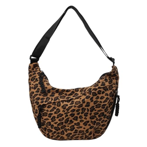 Halbmond Umhängetasche Damen,Hobo Tasche,Nylon Crossbody Bag Damen mehrere Taschen Schultertasche mit verstellbarer Schultergurt,Leopard/Volltonfarbe,große Kapazität für Reisen Arbeit Uni von Freefire