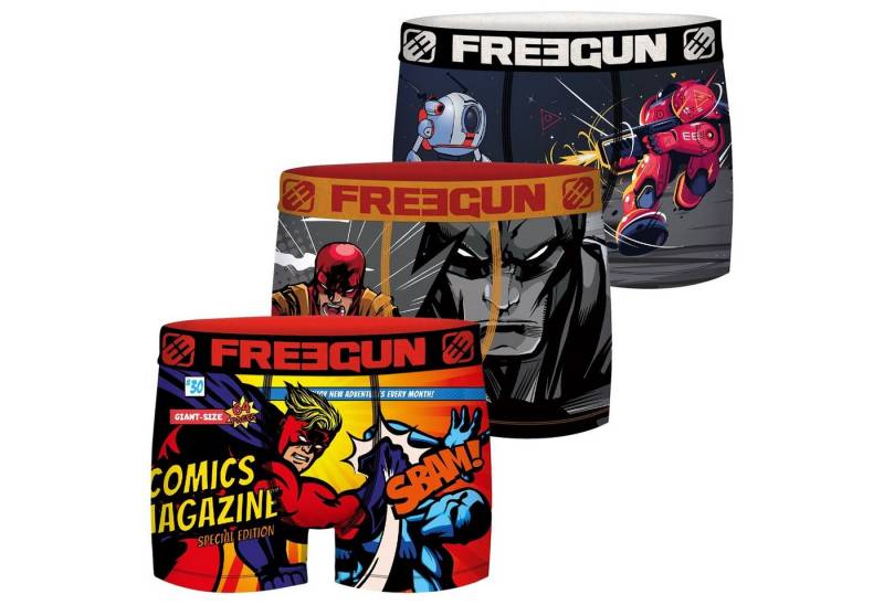 Freegun Boxershorts Jungen Comic Print Trunks Regular Fit (3-St) ohne Eingriff mit Stretch von Freegun