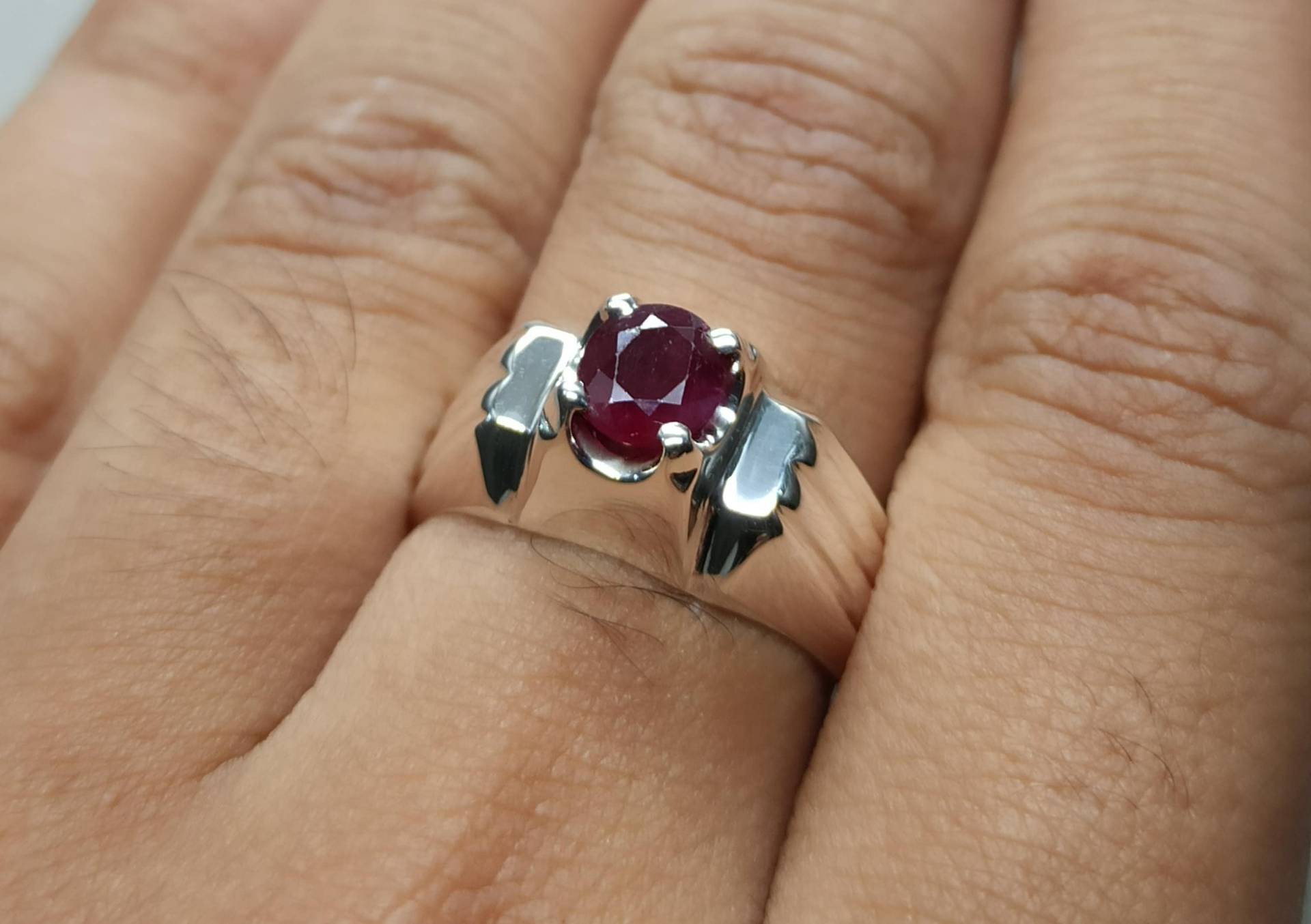 1 Karat Natürlicher Rubin Ring 925 Sterling Silber Handgemacht Männer Dunkelroter Juli Birthstone Yaqoot Geburtstagsgeschenk Für Ihn von FreehasCreations