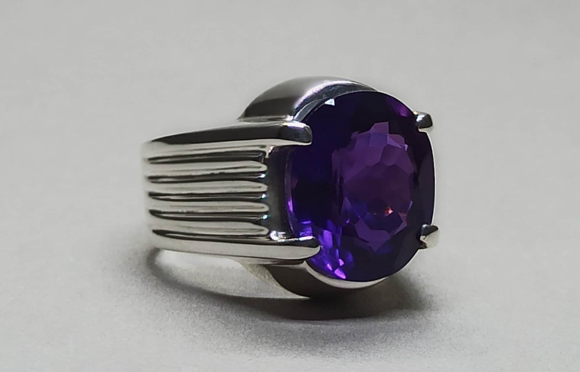 10 Karat Amethyst 925 Sterling Silber Handgemachte Männer Ring Deep Purple Februar Birthstone Jubiläumsring Geschenk Für Ihn von FreehasCreations