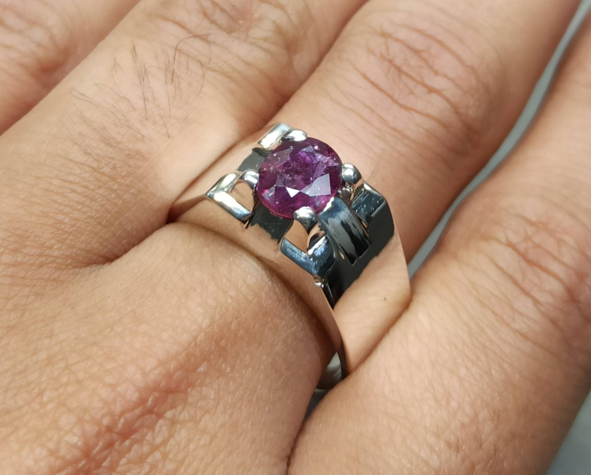 2 Karat Natürlicher Rubin Ring 925 Sterling Silber Handgemacht Männer Dunkelroter Juli Birthstone Yaqoot Geburtstagsgeschenk Für Ihn von FreehasCreations