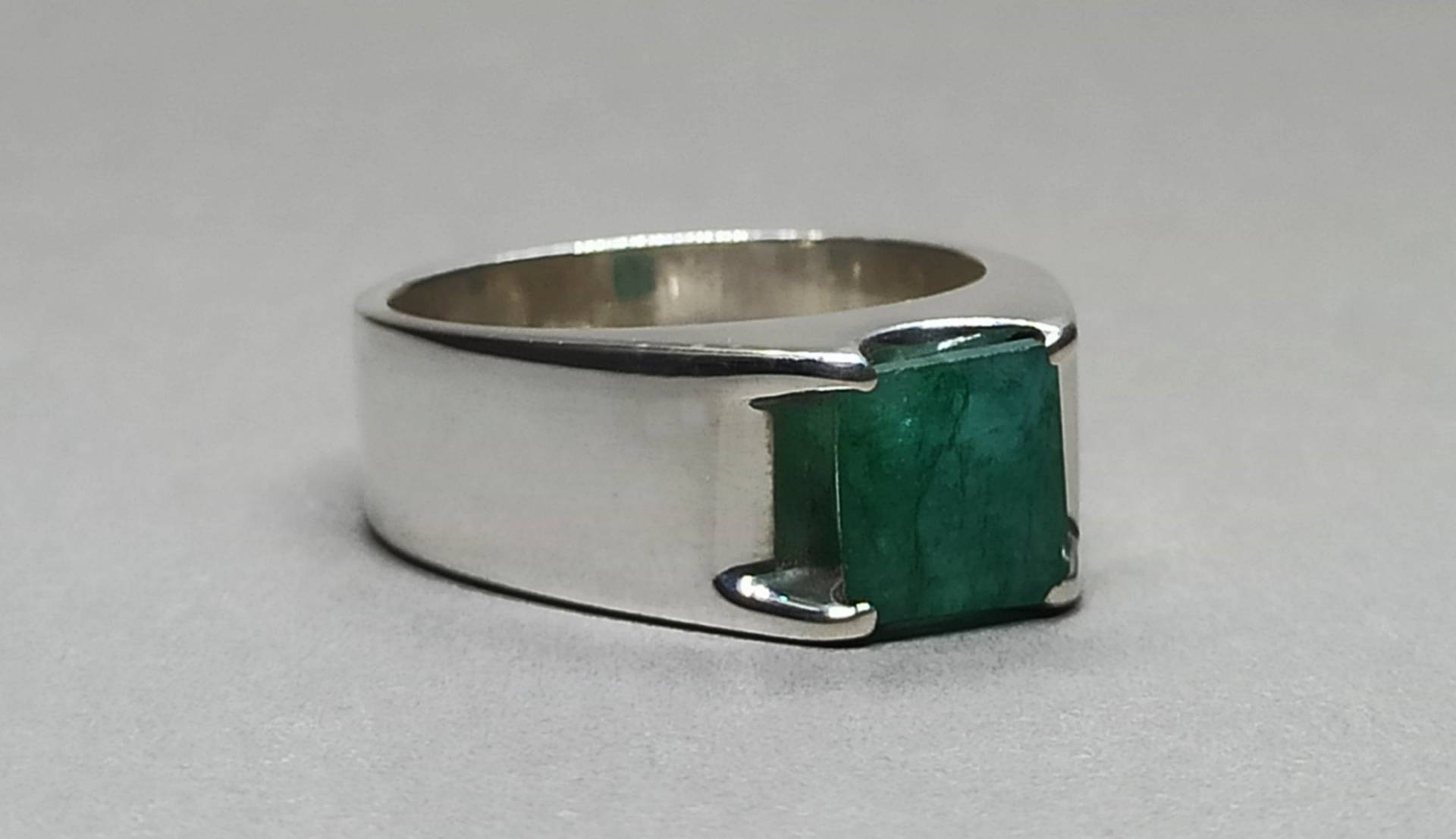 3 Karat Smaragd Schlicht 925 Sterling Silber Handgemacht Männer Ring Schliff Grün Mai Birthstone Zamurd Geschenk Für Ihn von FreehasCreations