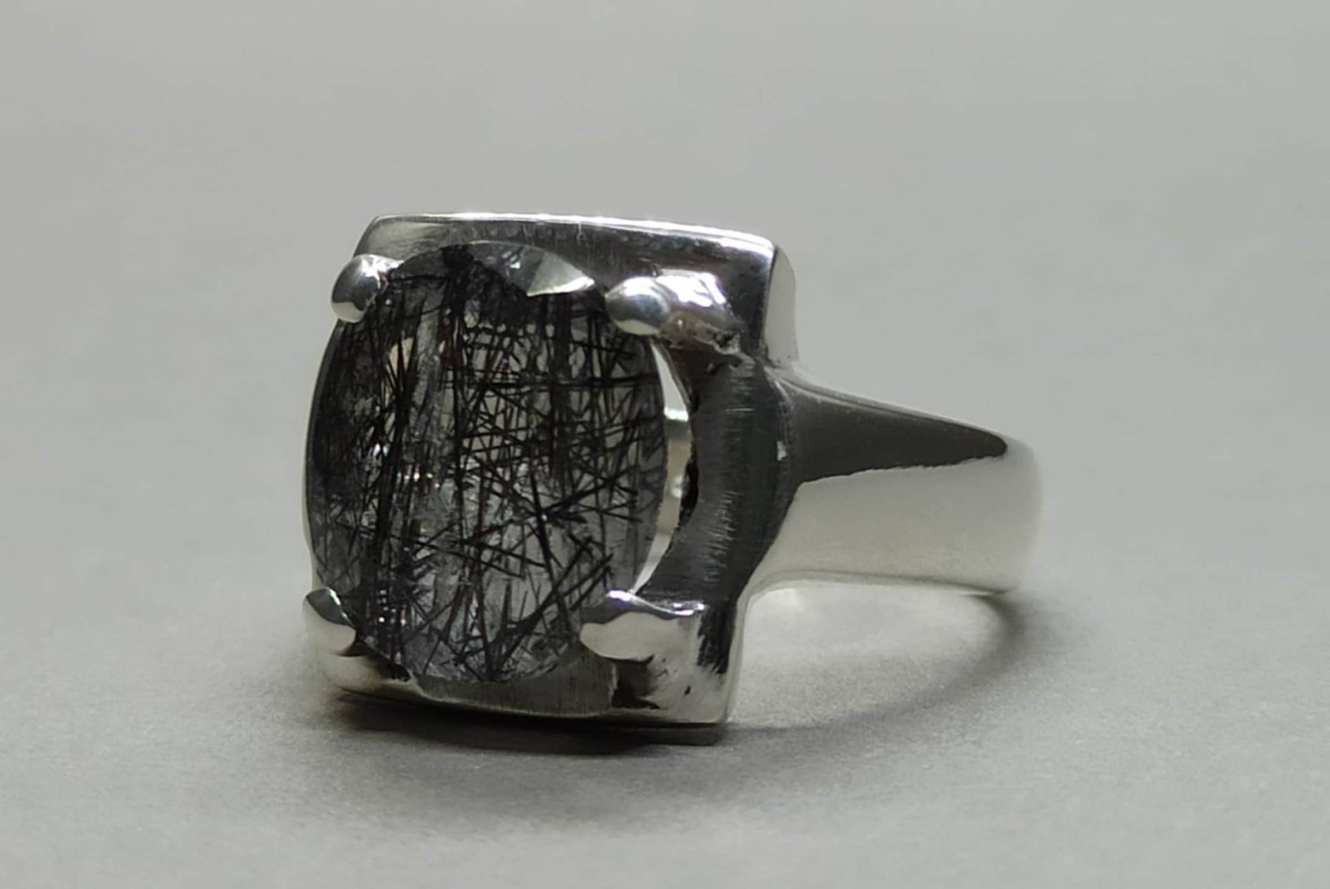 8 Karat Rutil Schwarz Quarz 925 Sterling Silber Handgemacht Männer Ring Unerhitzt Unbehandelter Muh E Najaf Geburtstagsgeschenk Für Ihn von FreehasCreations