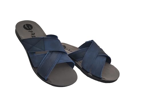 Freeland Herren-Hausschuhe für den Sommer, aus Leder, Sandalen für Meer, Strand und Zuhause, offene und super leichte Hausschuhe, blau, 42 EU Freeland Herren-Hausschuhe für den Sommer, aus Leder, Sandalen für Meer, Strand und Zuhause, offene und super leichte Hausschuhe, blau, 42 EU von Freeland