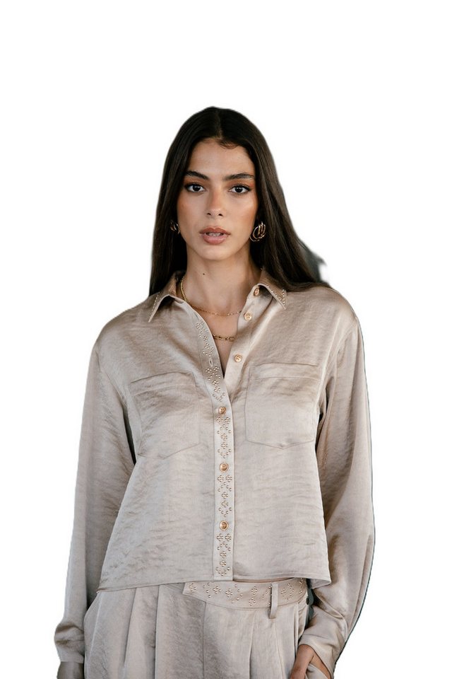 Freeman T. Porter Langarmbluse Caretina Satinado - Bluse in Satin Optik - Glänzend von Freeman T. Porter