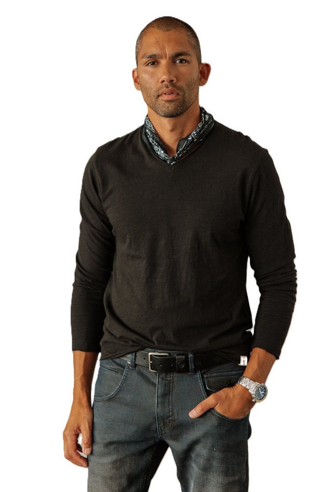 Freeman T. Porter Langarmshirt Leandro ML Kansas - T-Shirt aus Flammgarn-Jersey - Langarmshirt - Lon von Freeman T. Porter